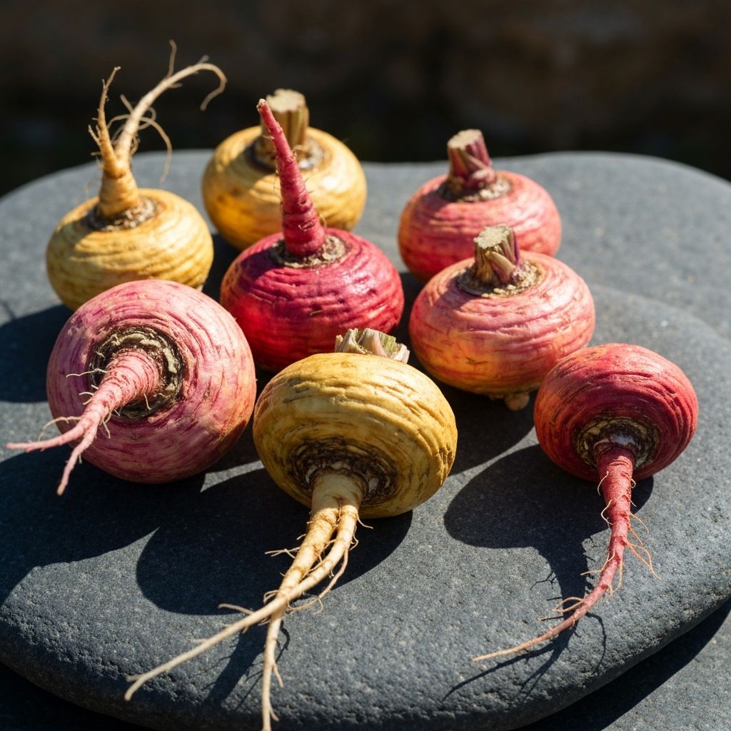 Colorful maca roots on stone